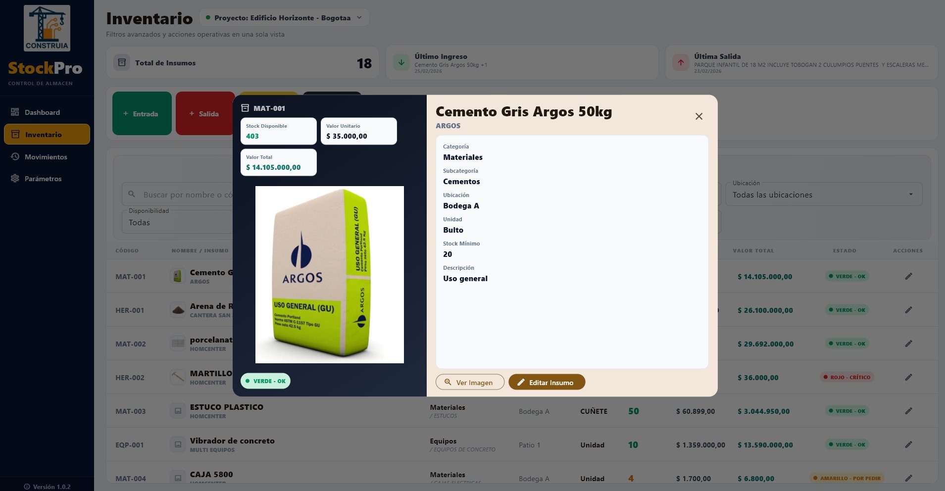 Ficha insumo Cemento